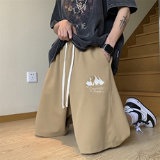 港风刺绣运动休闲裤美式高街五分裤宽松直通短裤DK122P32，男装休闲裤，星座1204-3