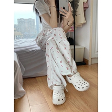AK2410-p48立体腰头碎花刺绣阔腿裤女2026早春新款工装裤，女装休闲裤，星座617A-2