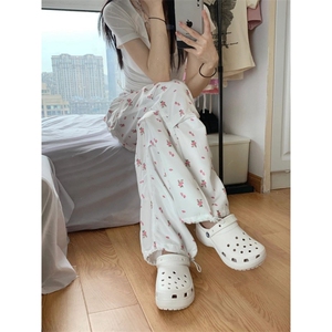 AK2410-p48 立体腰头 碎花刺绣阔腿裤女2026早春新款工装裤图片