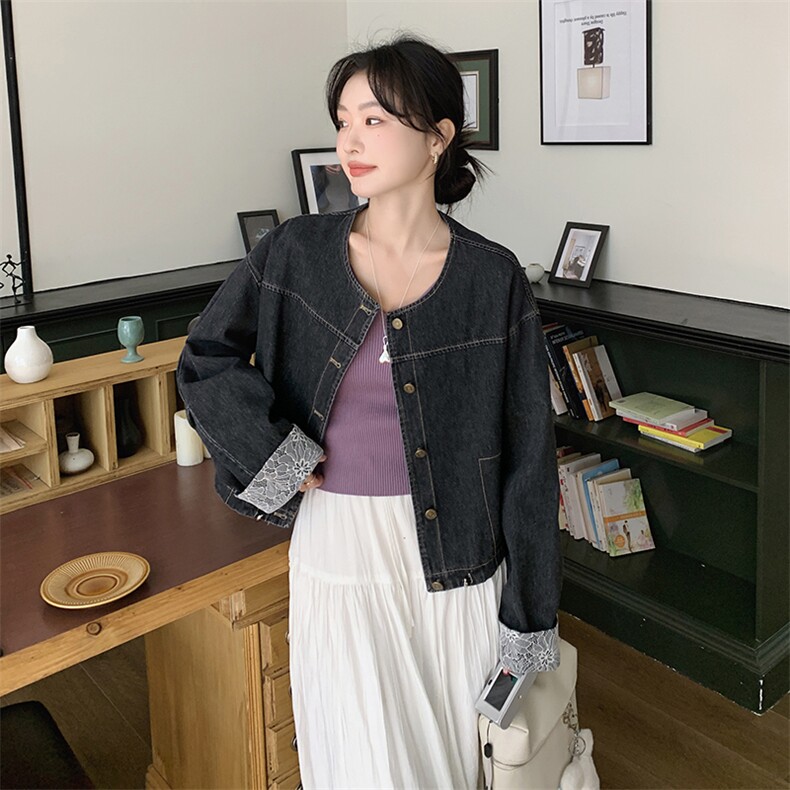 复古牛仔外套女2025春季新款设计感超好看小个子宽松休闲短款夹克图片