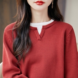早秋假两件针织打底衫女2025新款秋季上衣洋气大码女装秋冬毛衣图片