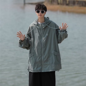 冰丝防晒外套男式新款夏季宽松轻薄透气速干日系户外钓鱼防晒衣服