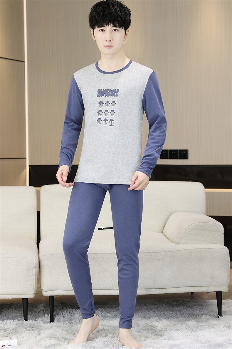 男士秋衣秋裤纯棉面料薄款保暖内衣套装TZ1505-P42,男装休闲套装,星座310B-3