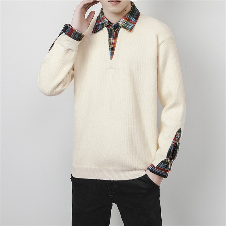 【直播】8678-P582025年秋季毛衣假两件POLO领男长袖针织衫，男装Polo衫，电商A113