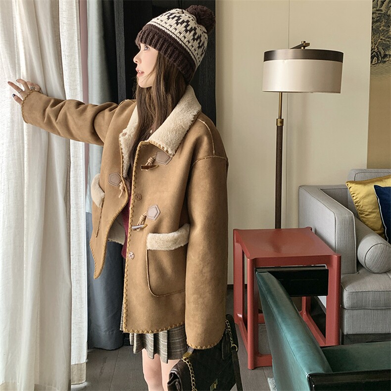 皮毛一体羊羔毛外套女2024现货新款P180K268,女装皮衣,慧峰