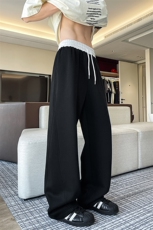 8XL-M秋季撞色运动裤子特大码美式高街直筒卫裤休闲裤KZ1945/P55，男装休闲裤，电商B238