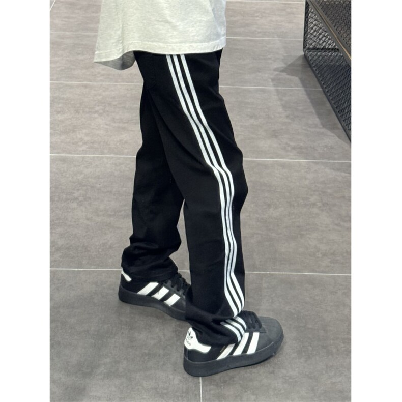 【网图】三条杠条纹运动裤男美式高街vibe裤子宽松直筒WK01WW-P48，女装休闲裤，星座1007（原301D）