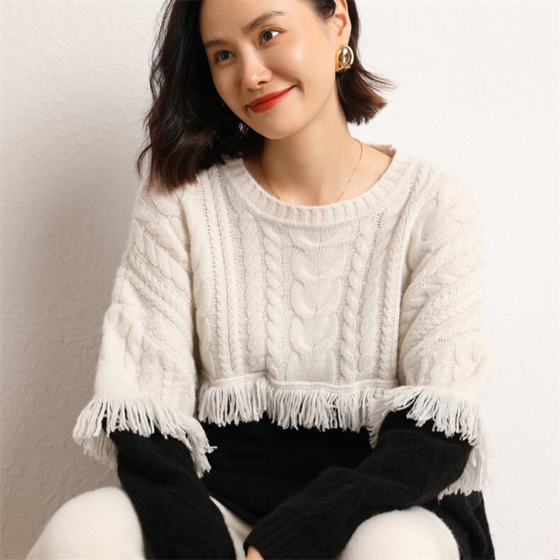 2024秋冬新款羊绒衫女羊绒长袖套头宽松百搭毛衣,女装羊绒衫,五色羊羊绒