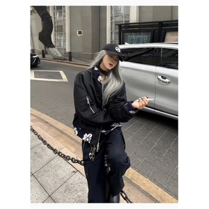 J9813-P65美式高街潮牌高级感cleanfit提花棒球服夹克外套图片