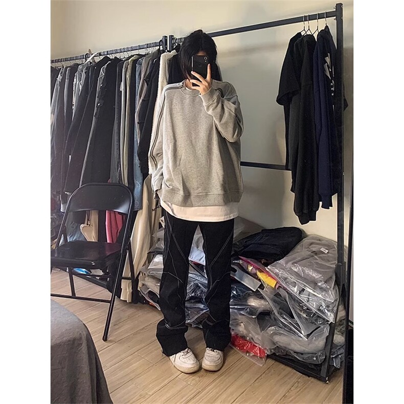 加绒可选~小众设计感毛圈布金属拉链卫衣，现货1005-XLWY01-P48,男装卫衣,星座1005