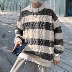 2022韩版宽松百搭针织秋冬季撞色拼接条纹毛衣衫M891-P39，男装针织衫/毛衣，星座512-2