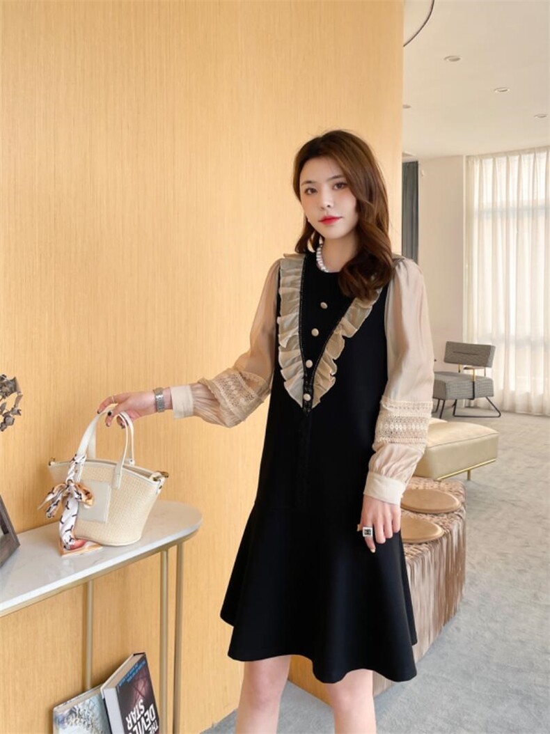 【现货】木耳边连衣裙，女装连衣裙，新依佳人