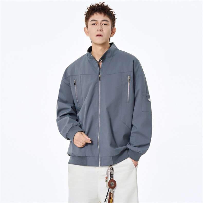 秋季新款宽松棒球领夹克男纯色上衣外套DSA157B-JK7925-特P63,男装夹克,电商A157B