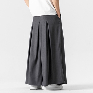 夏季 大码宽松裙裤风直筒阔腿裤休闲裤中式潮暗黑 K251/P70图片