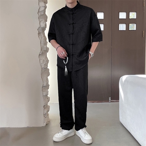 轻熟风~夏季新中式盘扣提花设计休闲套装 TZ003/P95图片