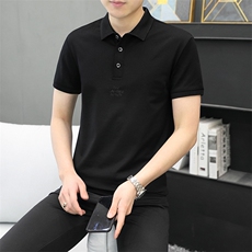 夏季休闲翻领字母刺绣polo衫青年痞帅休闲纯色百搭短袖T2306P35，男装T恤，星座914