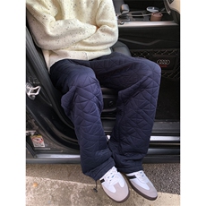 XZ-221-1/K1300/P55控78冬季保暖夹棉菱形格棉裤宽松直筒休闲裤，男装棉衣，星座221-1