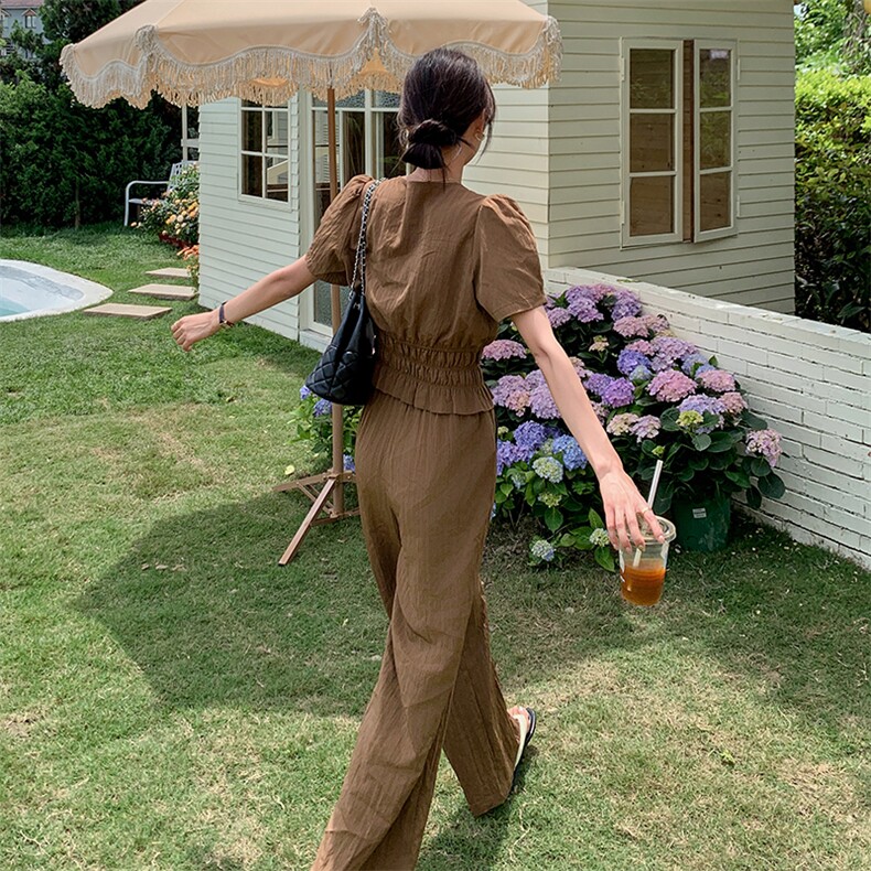 韩系高级感套装裤女夏两件套盐系轻熟可盐可甜气质穿搭一整套时尚,女装套装/套裙,2C129