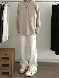美式ins高街暗黑小众百搭喇叭裤休闲牛仔裤K2305-P55 控78图片