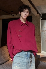 CS1153-特P40控78秋季新款垂感佳新中式衬衫宽松衬衣大码男，男装衬衫，电商A059