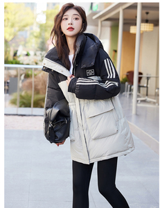 现货。连帽中长款白鸭绒羽绒服女冬季新款设计感小众加厚立领外套图片