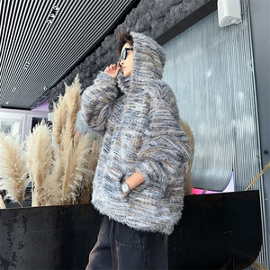 情侣美拉德油画渐变条纹毛衣男宽松开衫外套潮针织衫MY09573-P70图片
