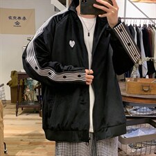 拼接条纹排扣宽松丝绒夹克外套男J112P60，男装夹克，星座1116-2