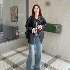 酷飒风黑色皮衣外套女秋季2025新款减龄气质高级感休闲松弛感夹克，女装皮衣，欣美人