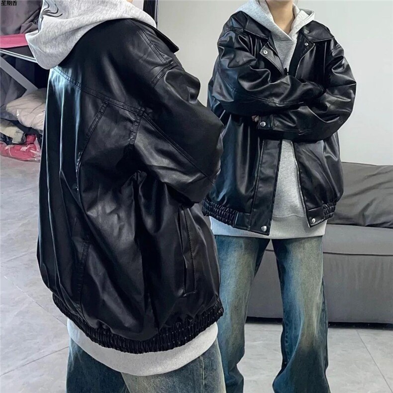 美式复古PU皮衣夹克男士潮牌宽松翻领痞帅机车服皮外套WLP808-P65,男装夹克,星座1008