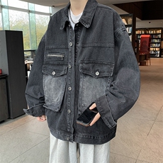 复古渐变立体口袋牛仔外套2024春季潮牌工装夹克男W6735-P65，男装夹克，星座512-3