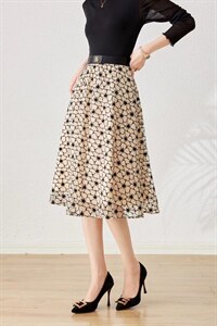 1213#网纱植绒摆裙，5码3色,其它,束索