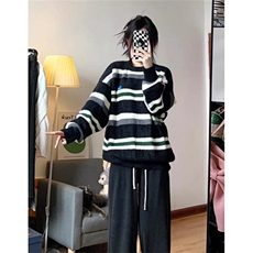 条纹毛衣男秋冬季慵懒风打底针织衫上衣情侣款羊绒衫MM03，男装针织衫/毛衣，星座1116A（原606A-3）