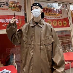 美式高街皮衣男韩版潮流口袋个性帅气2025春季季ins外套W5269-P69图片