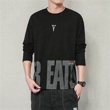 秋季百搭长袖t恤男休闲上衣潮流潮牌宽松纯棉体恤衫DS920T，男装T恤，电商A102