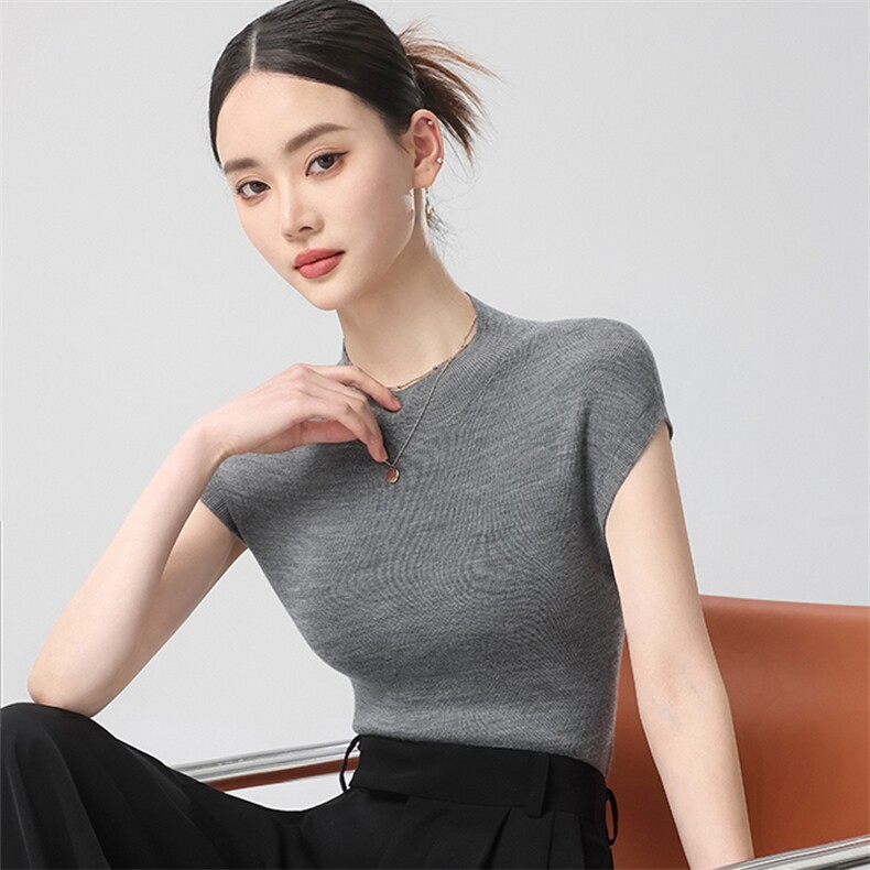 简约时尚无袖女士春季新款宽松遮肚百搭坎肩打底背心,针织衫/毛衣,清联羊绒