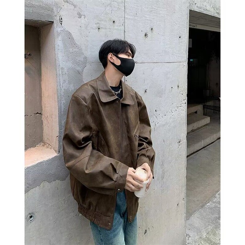 扎染皮衣男韩版潮流高街帅气百搭2025春季新款ins外套W5555-P88,男装皮衣,星座412-2