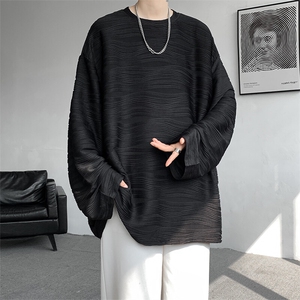 8XL-M 肌理感长袖T恤男宽松重磅上衣痞帅高级感内搭打底衫P45控68图片