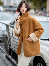 现货！2025冬季新款气质时尚时髦双面穿羊羔毛一体外套，女装羊羔毛/颗粒绒，魅影