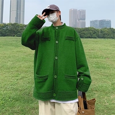 美式复古开衫毛衣男秋冬季纯色针织衫宽松休闲百搭简约外套，男装针织衫/毛衣，星座716-2
