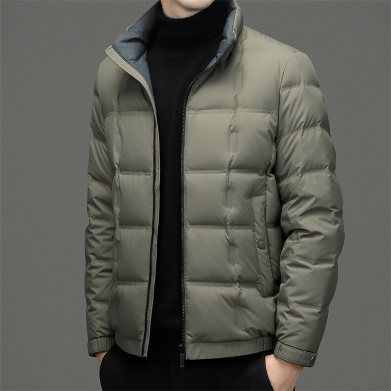 立领羽绒服男士2023冬季新款中年休闲加厚保暖上衣鸭绒外套男装图片