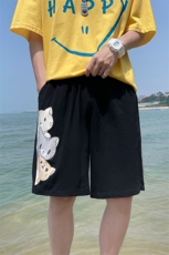 YD33164-P25港风潮牌亚麻短裤男大码棉麻五分裤男中裤沙滩裤，男装休闲裤，电商A040