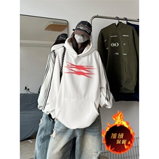 抖音得物供货提供视频秋冬重磅美式宽松织带连帽卫衣0613，男装卫衣，电商A486