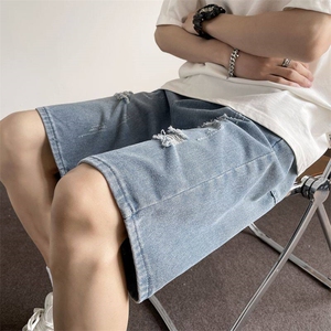 夏季破洞牛仔短裤五分裤图片