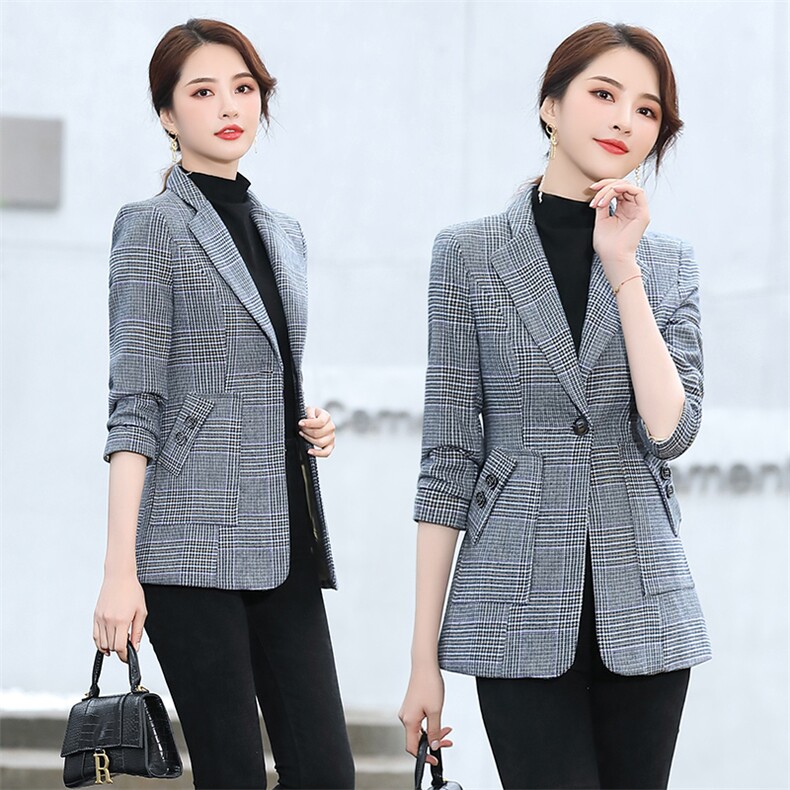 2021春秋季新款优雅气质口袋钉扣拉毛西装，女装西装，阿菲诺依