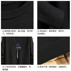 M67274-P45加绒款-P65控68圆领毛衣男大码针织衫男毛线衣砖墙，男装针织衫/毛衣，电商A040A