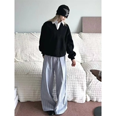 1506-1/KCK961/P56竖条纹裤度假海边条纹休闲裤居家长裤男女款，男装休闲裤，星座1506-1