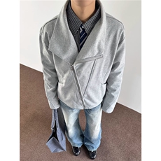 结构设计简约高领开衫卫衣D328-CP8803-P78，男装卫衣，电商D328