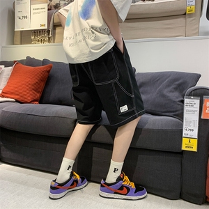 牛仔短裤男夏季薄款宽松直筒五分裤潮牌大码胖子韩版潮流休闲裤子,小学生胖子男孩怎么穿衣搭配显瘦图片