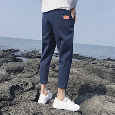 2021夏季新品时尚潮流束脚纯棉休闲哈伦小脚九分长裤男DS64T，男装休闲裤，电商A102