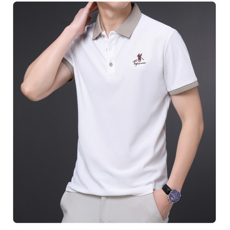 Polo衫男士短袖T恤夏季2024新款纯色薄款男装休闲翻领潮牌体恤衫图片